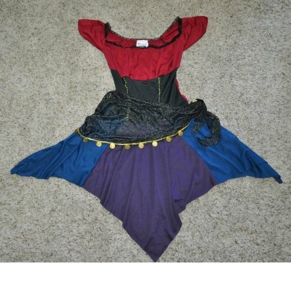 Wicked Gypsy Halloween Costume 3/5 Blue Red Dress 2 Pc Juniors Girls Teen - Picture 3 of 6